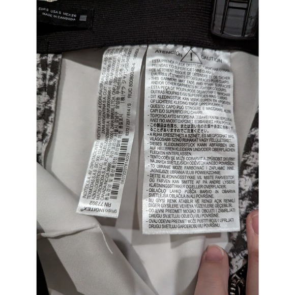 ZARA Black and White Houndstooth Pants Women's sz Small Faux Suede - Picture 7 of 8